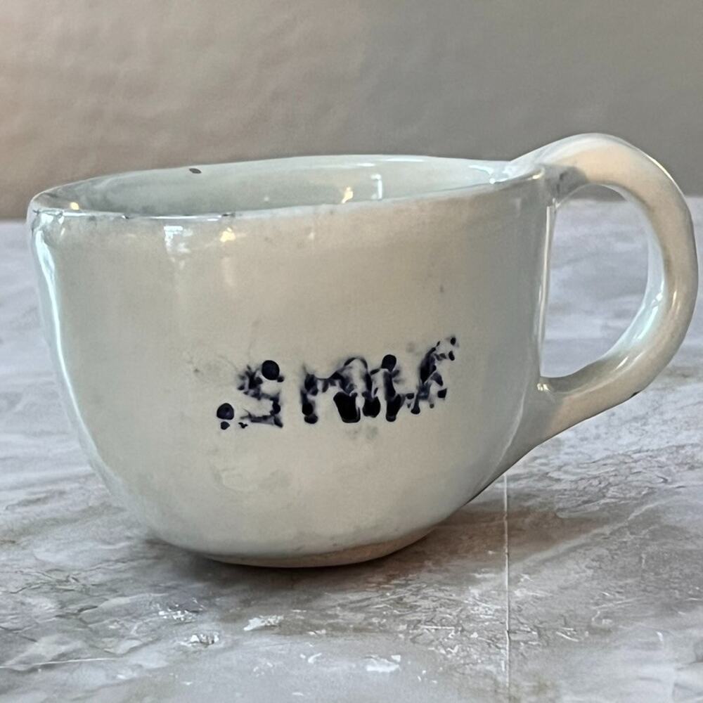 Studio Art Pottery Ceramic Coffee Mug 3" White Gloss Finish Handmade